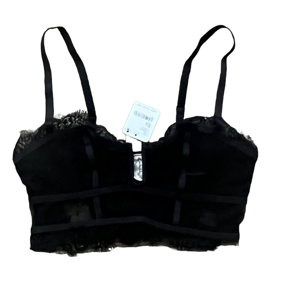 NWT Free People S OR M Layer in Lace Bustier Black Longline Corset Bra Side Hook - Picture 5 of 10